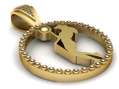 MEN ROUND GOLD PENDANT 3d printable model