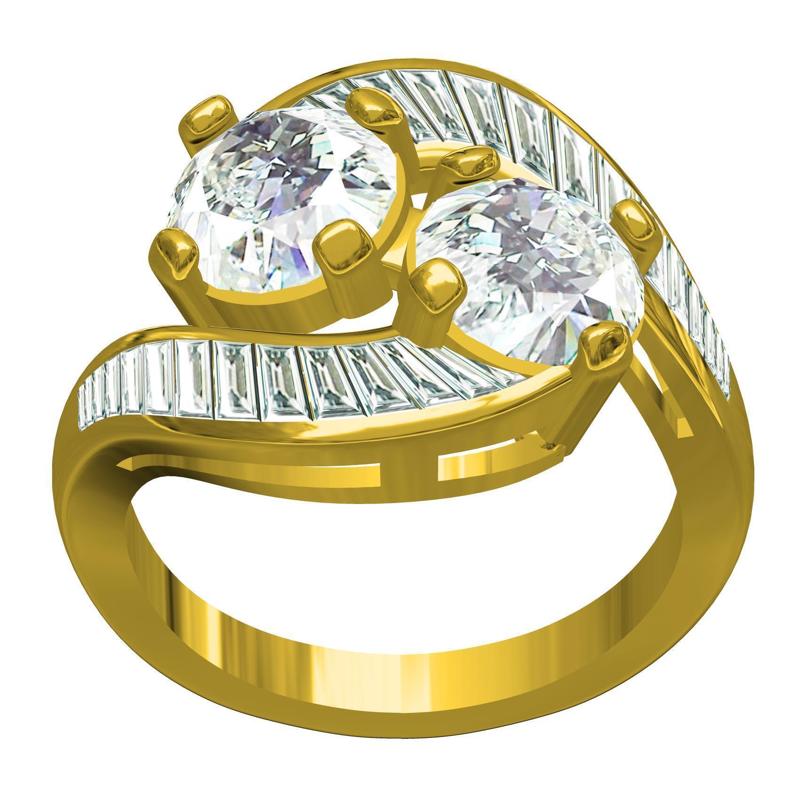 Wave Style Bypass Shank Wedding Ring