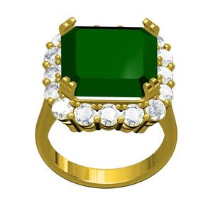 Green Asscher Cut Diamond Cluster Ring