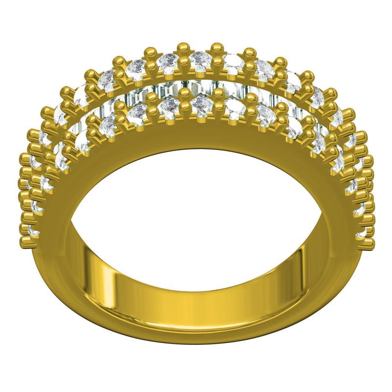 Round and Baguette Diamond Half Eternity Band Engagement Ring