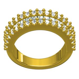 Round and Baguette Diamond Half Eternity Band Engagement Ring