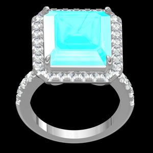 Emerald Halo Micro Prong Setting Engagement Ring