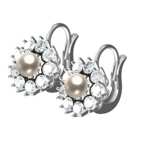 Antique Pearl and Diamond Cluster Hoop Earring