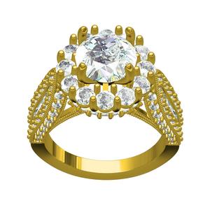 Charming Round Cut Diamond Hidden Halo Set Ring