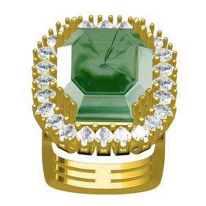 Antique Big Emerald Euro Shank Engagement Ring