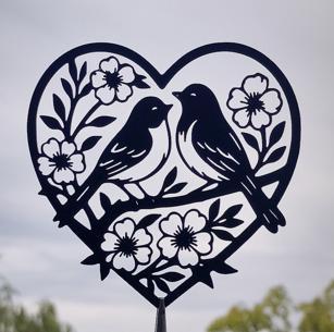 2D Heart Wall Decoration with Birds & Flowers
