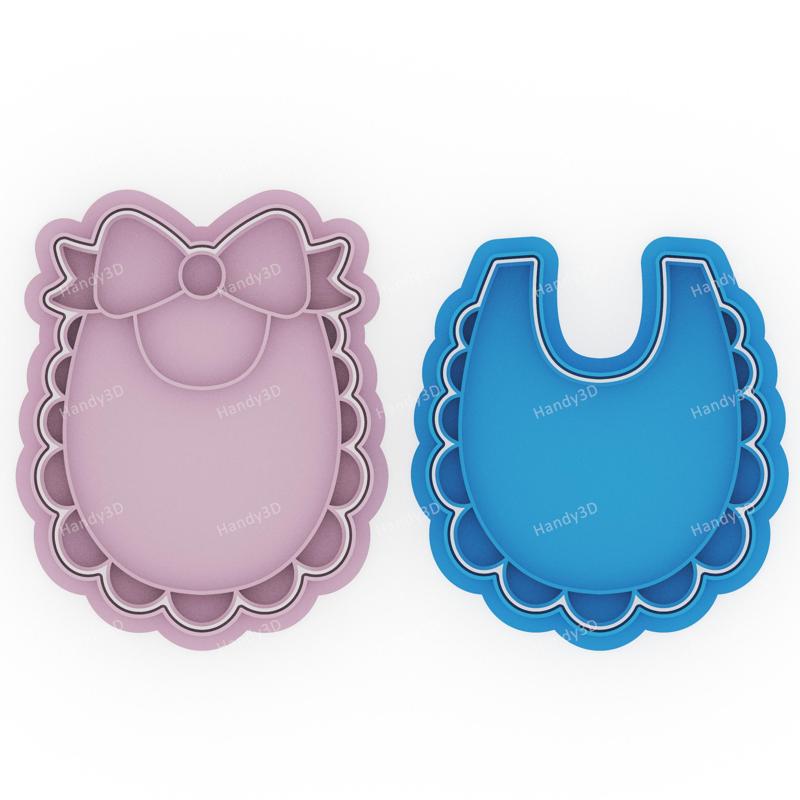 Baby Bib Cookie Cutter & Stamp Set - 2 Designs (With Bow & Without Bow)