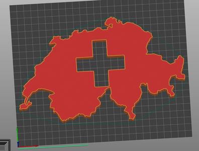 Swiss map (Switzerland, Schweiz) with Swiss cross in the centre