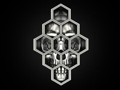 Skull honeycomb ring