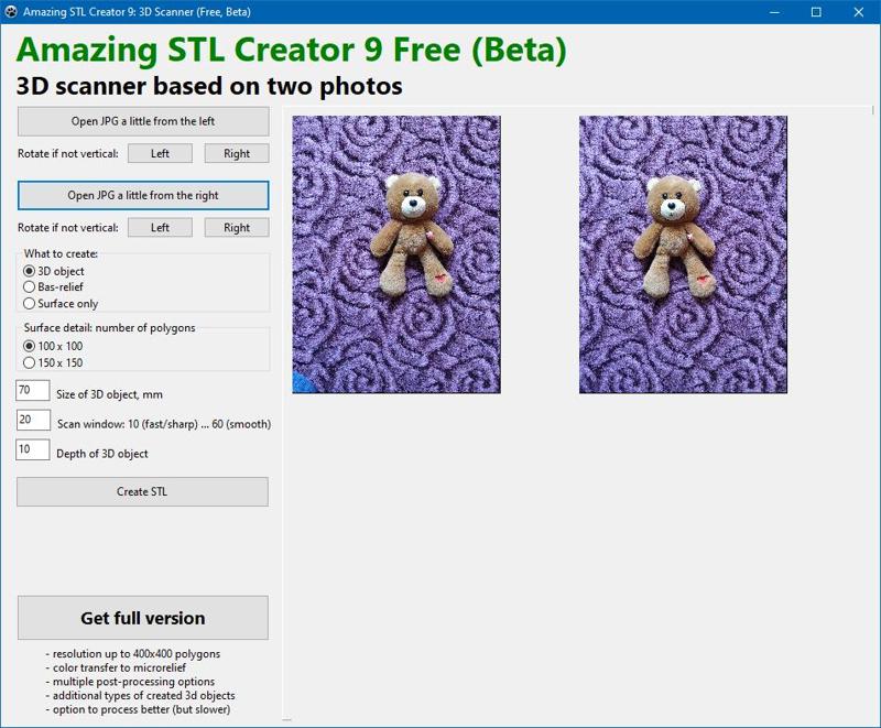 App to turn 2 photos into 3D model (Stereo 3D Scanner)