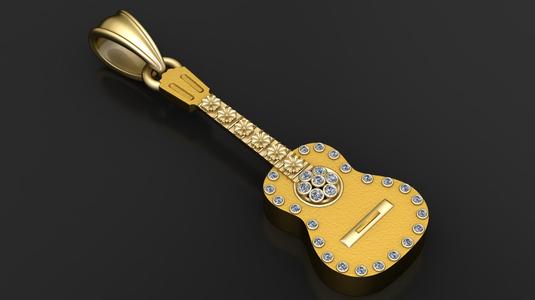 Golden Guitar Pendant