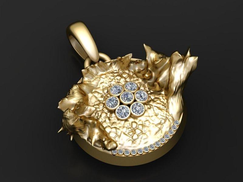 molten gold pendant 3D printable model