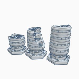 Sci-Fi Ruined Building with Hex Base SFRHB026