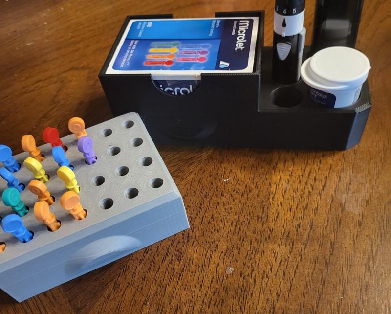 Diabetic Lancet Container/Blood Glucose Reader Station