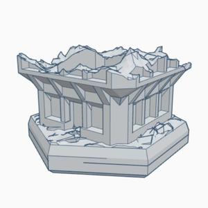 Sci-Fi Destroyed Building 24 with Hex Base SFDHB024