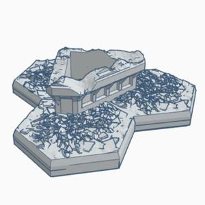 Sci-Fi Destroyed Building 25 with Hex Base SFDHB025