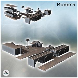 Destroyed Modern City Set with Road, Gas Station, Motel & Railway Bridge (24) - Cold Era Modern Warfare Conflict World War 3 RPG  Post-apo WW3 WWIII