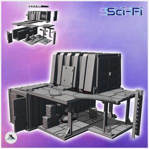 Two-story container shelter with large awning and access ladder (9) - Modern WW2 WW1 World War Diaroma Wargaming RPG Mini Hobby
