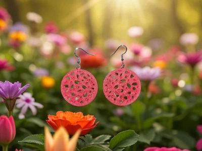 Flowers in a round earrings