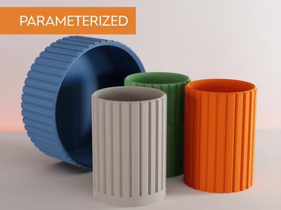 Parametric fully customizable round container