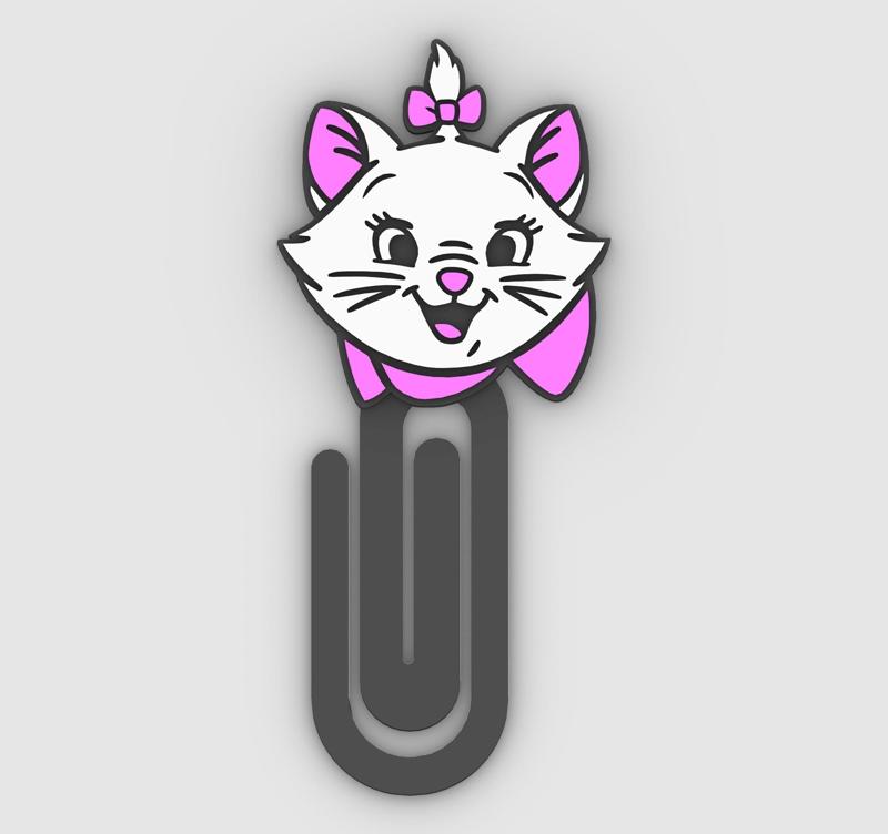 kitten Marie - Paper clip, bookmark - 3MF pre-painted , STL