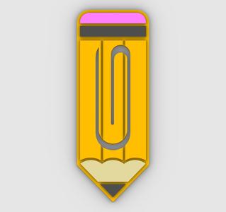 Pencil - Paper clip, bookmark - 3MF pre-painted , STL