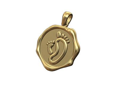 Wax seal newborn mom baby foot pendant charm 3D print model