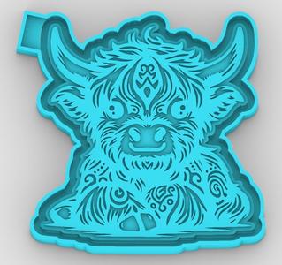 Sitting Highland Cow 181632 - freshie mold - STL for silicone mold