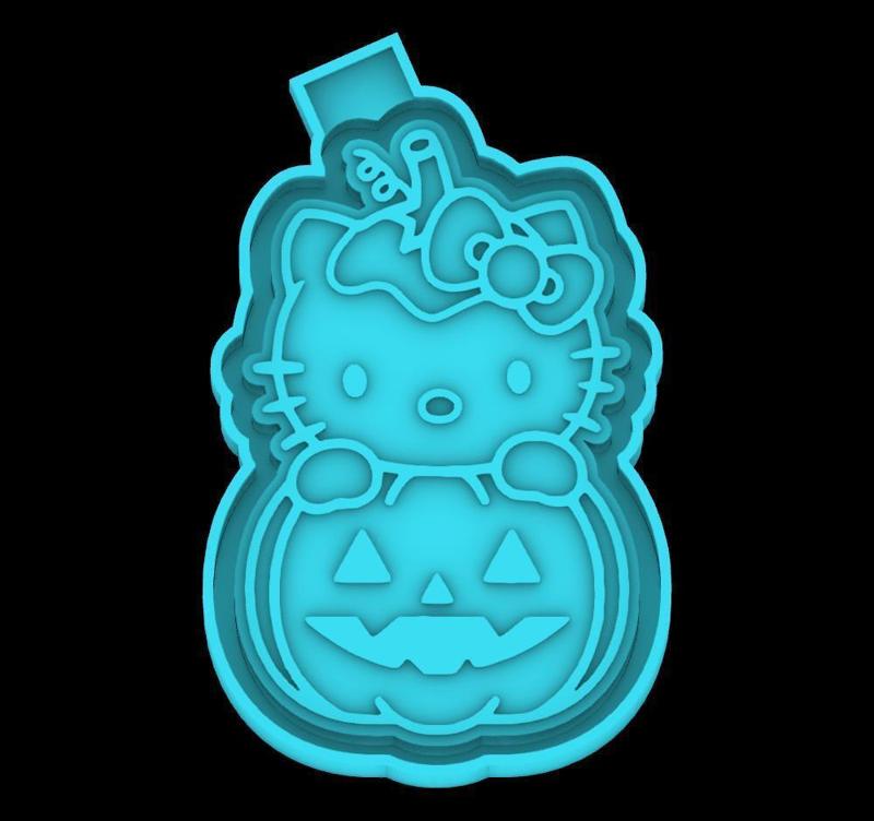 Hello Kitty in a Pumpkin - Halloween - freshie mold - STL for silicone mold