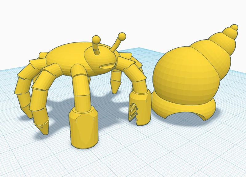 Happy Hermit Crab with Shell (Magnets Required)