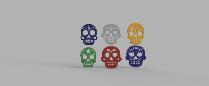 Halloween Mexican Sugar Skull Hair Clips Stl Pack