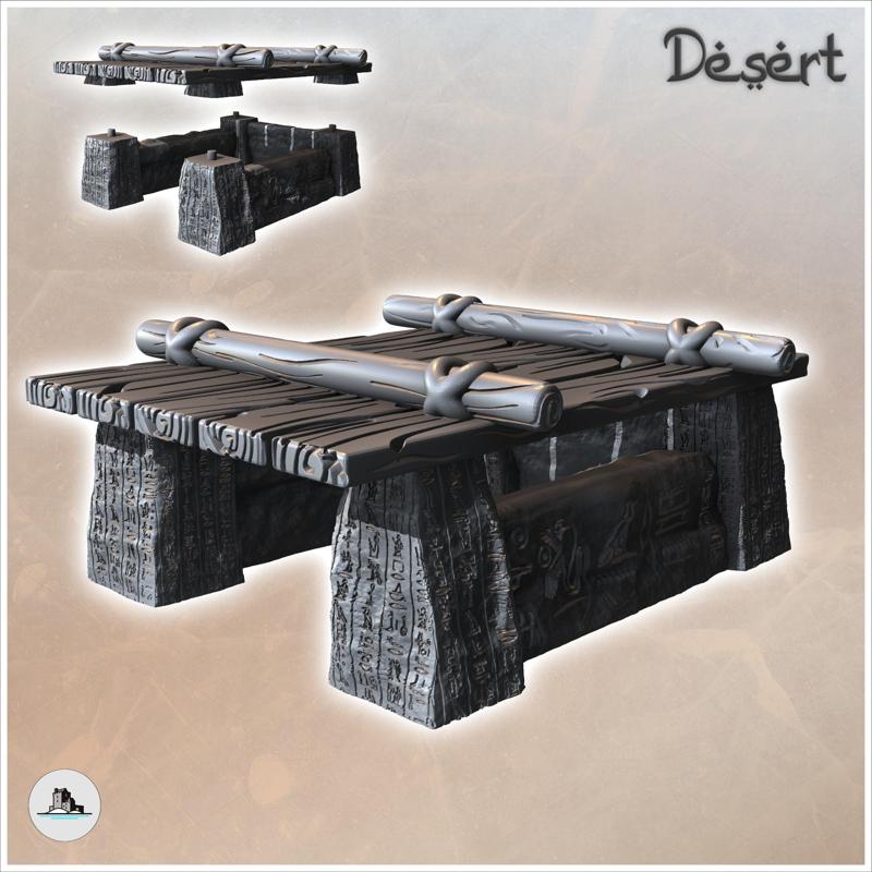 Egyptian Shelter with Hieroglyphic Inscriptions and Wooden Roof (44) - Egypt Ancient Old Desert Arid Africa RPG 28mm 15mm