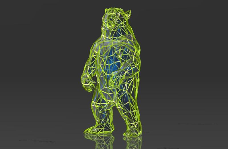 Roaring Bear - Low Voronoi Style - Single Spider Web - LowPoly - Perfect Design - Easy Print - Decor