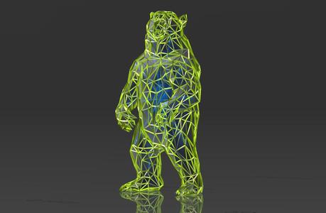 Roaring Bear - Low Voronoi Style - Single Spider Web - LowPoly - Perfect Design - Easy Print - Decor