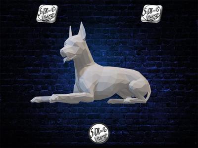 Dog Sitting With Tongue Out - Low Poly - Excellent Design - Decor