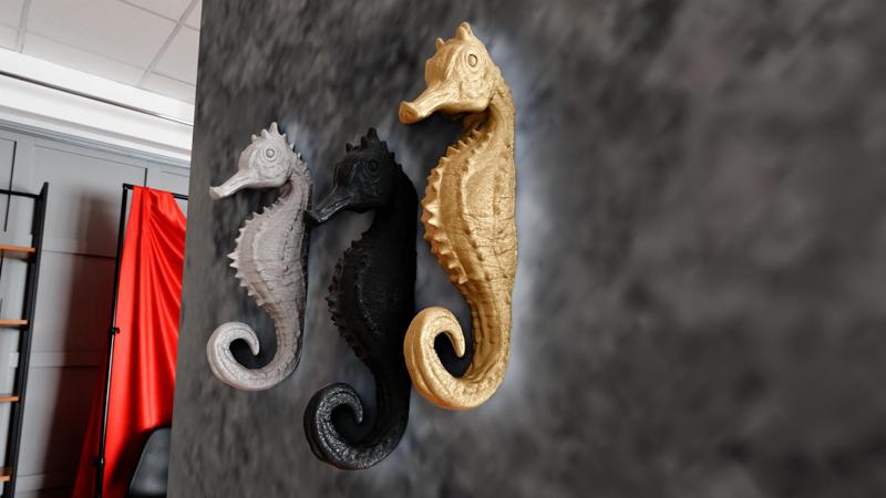 seahorse wall mount sculpture stl