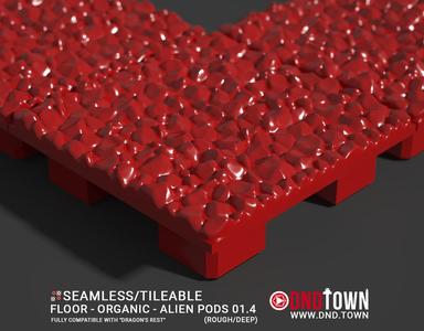 3D Modular Dungeon Tile: Floor - Organic - Alien Pods 1.4 (ROUGH/DEEP) - DnD Town Minis (www.dnd.town)