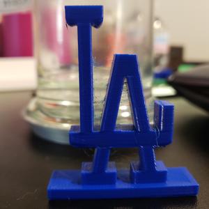 LA dodgers logo with stand