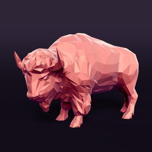 Polygonal Bison Figurine