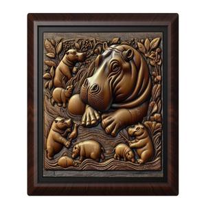 Hippopotamus animal wall art relief wall decor