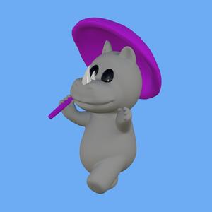 Rhino with Umbrella - Animal Crossing Style/Chibi