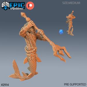 Merman Warrior ‧ DnD Miniature ‧ Tabletop Miniatures ‧ Gaming Monster ‧ 3D Model ‧ RPG ‧ DnDminis ‧ STL FILE