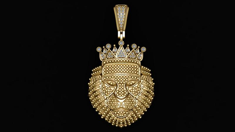 Hip Hop Lion Face Pendant 3d Printable Model