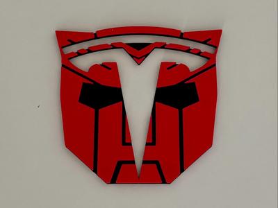 Transformers Autobot + Tesla Emblem Logo Cover