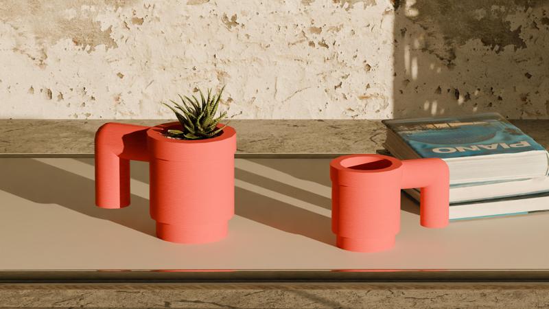 Brick Upscaled Mug Pot Plant - Home Decoration