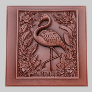 The flamingo stands on one leg 3d printer model animal model obj stl