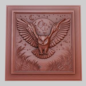 The owl flies at night 3d printer model animal model obj stl