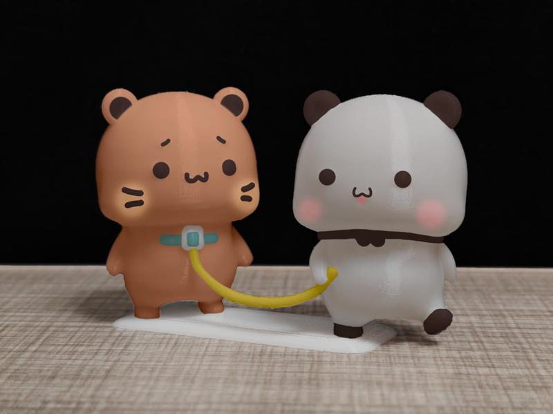 Couple Bear series - Yier holding a Bubu cat
