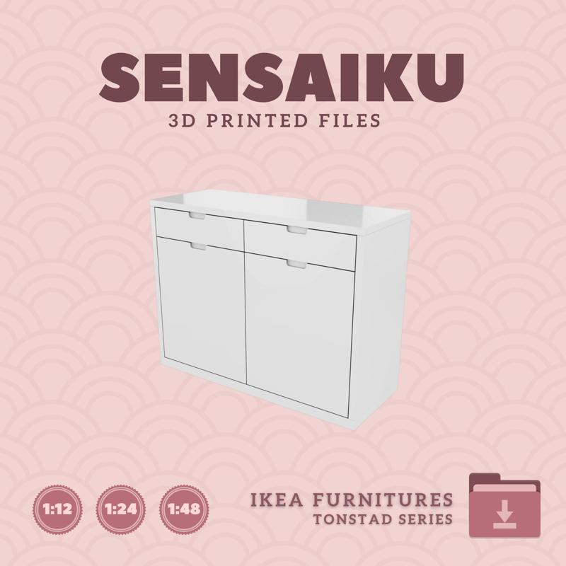 Miniature Replica 09. TONSTAD Sideboard for Miniature Dollhouse - IKEA - 3D Print Instant Download