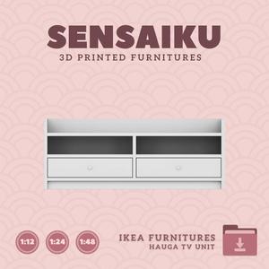 Miniature Replica HAUGA TV Unit for Miniature Dollhouse - IKEA (1:12,24,48) - 3D Print Instant Download